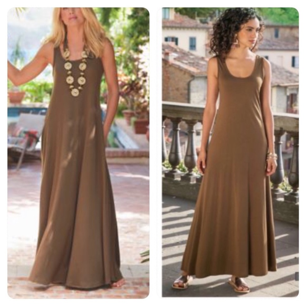 Soft Surroundings Brown Sleeveless Maxi Dress